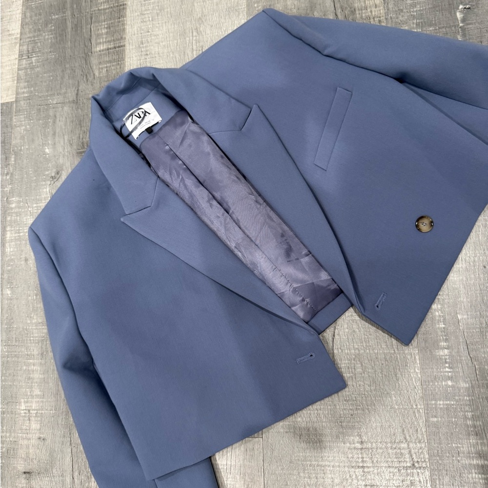 Zara Women's Blue Cropped Blazer - Picture 2 of 2